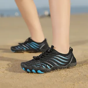 Comfortable anti-slip children's water shoes for beach and swimming in black and blue