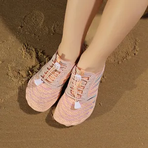 Breathable kids non-slip aqua shoes for beach and swimming in peach pink outdoor use