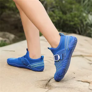 Kids breathable mesh water shoes for outdoor beach and hiking activities blue color