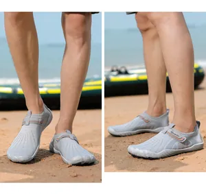 Grey outdoor water shoes for beach wading and swimming with mesh breathable mesh upper