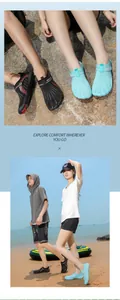 Outdoor quick-dry aqua water shoes for beach and swimming, shown in lifestyle setting