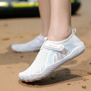 Breathable white outdoor water shoes for beach and wading activities with sports strap