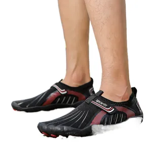 Breathable black and red outdoor water shoes for wading, swimming and beach sports