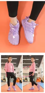 Children's purple indoor fitness shoes for jumping and running with non-slip soft sole
