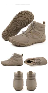 Detailed multi-angle views of khaki winter fleece-lined waterproof snow boots for outdoors.