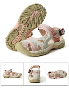 Detailed multi-angle views of high-quality women's quick-dry outdoor water sandals in pink