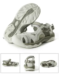 Multiple views of off-white quick-dry outdoor water sandals for women with mesh upper