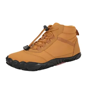 Warm waterproof high-top snow boots for winter featuring cozy fleece lining and toggle laces