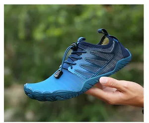 Durable blue outdoor water shoes with quick-lace system for beach and snorkeling activities