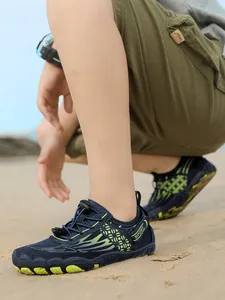 Detailed view of breathable quick-dry kids water shoes with adjustable bungee laces