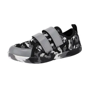 Scarpe sportive per bambini traspiranti con motivo mimetico e doppie fasce grigie