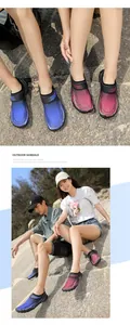 Modelli asiatici che indossano scarpe da acqua traspiranti per attività all'aperto