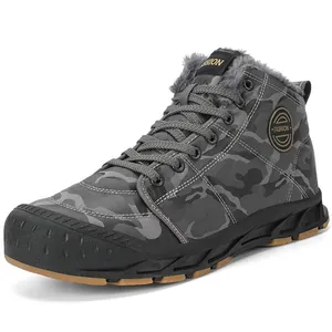 Bottes de neige camouflage d'hiver avec doublure en fourrure chaude et semelle gomme