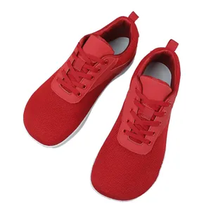 Lightweight red barefoot shoes with breathable mesh and wide toe box for running fitness