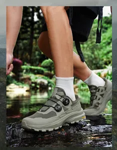 Durable olive green hiking and mountain biking shoes with rotary dial lacing system