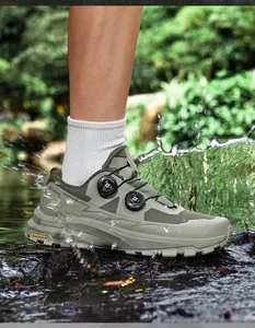 Durable olive green waterproof hiking cycling shoe with dual rotary dials in creek