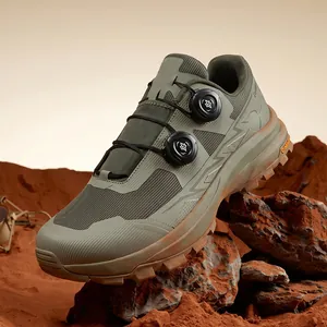 Olive green waterproof hiking cycling shoes with dual rotary dial closure system