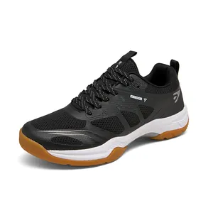 Chaussures de sport professionnelles en mesh noir pour hommes avec semelle en gomme