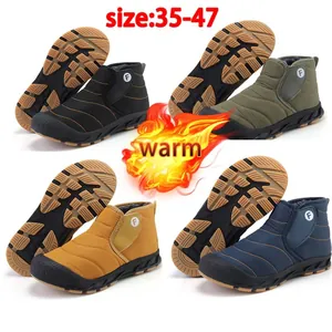 Bottes de Neige Imperméables pour Hommes Femmes Hiver Chaud Doublé Fourrure High Top Extérieur Bottes Antidérapantes Casual
