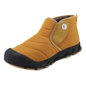 Bottes de neige montantes imperméables avec doublure en polaire chaude jaune moutarde