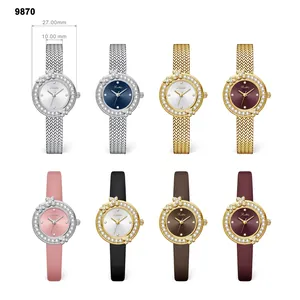 Scottie 9870 luxury women's quartz watch with floral diamond bezel and colorful straps