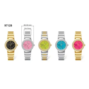 Scottie 9712B luxury marble dial diamond stainless steel quartz watch set in various colors