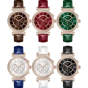 Elegant Scottie 9136 women's watches with three-eye chronograph and crocodile leather straps