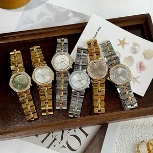 Detail view of Scottie luxury women's quartz watches with octagonal diamond bezels.