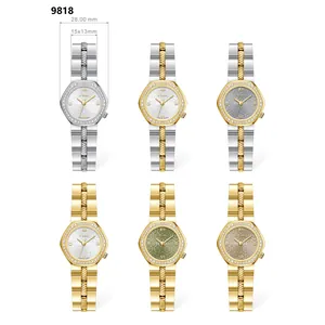 Scottie 9818 luxury women's quartz watch featuring an octagonal diamond-set bezel