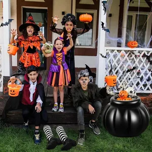 Close-up of large black inflatable Halloween cauldron for party drinks and ice.