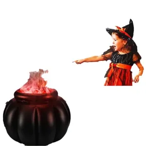 Inflatable Halloween witch cauldron decoration with smoke effect and witch costume model