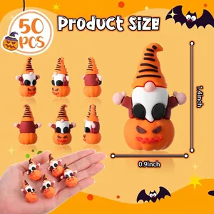 Set de 50 figuras mini de gnomos calabaza de Halloween, 3,5 x 2,3 cm