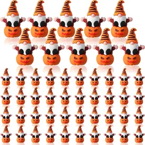Gnomos de Halloween Mini Adornos de Calabaza Figuritas en Miniatura de Resina para Jardín de Hadas Micro Paisaje Decoración de Fiesta