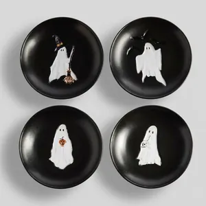 Πλαστικός Δίσκος Ορεκτικών Halloween με Μοτίβο Φάντασμα Δημιουργικό Πιάτο Σερβιρίσματος για Σνακ και Επιδόρπια Πάρτι