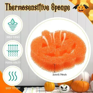 Vue détaillée d'une éponge de nettoyage respirante en forme de citrouille d'Halloween