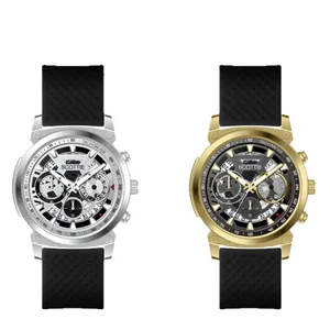 Reloj cronógrafo de cuarzo Scottie de lujo para hombre con esfera grande y silicona