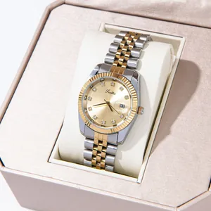 Luxury Scottie women's quartz watch in two-tone gold and silver finish inside a premium gift box