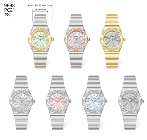 Scottie 9698 women's quartz watches with crystal bezel and 28mm case size details.