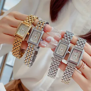 Detailed close-up of Scottie vintage rectangular watches with elegant diamond bezels