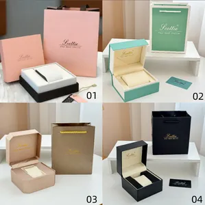 Detailed view of Scottie watch gift box set in multiple colors with matching bags