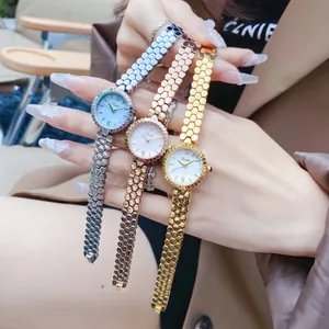 Scottie quartz watch for women with honeycomb steel band and mother of pearl dial