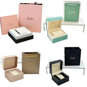 Scottie branded watch gift box and matching paper bag set in multiple colors