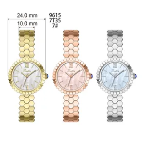 Scottie luxury women's quartz watch with honeycomb steel strap and mother of pearl dial