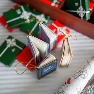Mini ornamenti libro di Natale calendario dell'avvento scatola cieca con cordini dorati