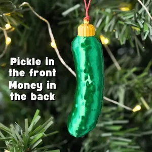 Ornamento a forma di cetriolo segreto in 3D con porta soldi per decorazione albero di Natale.
