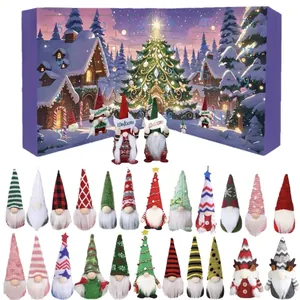 2025 Weihnachts-Adventskalender mit 24 Plüsch-Gnomen und festlicher Geschenkbox