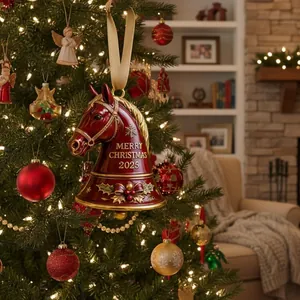 Ornamento a campana con testa di cavallo vintage appeso all'albero di Natale per il 2025