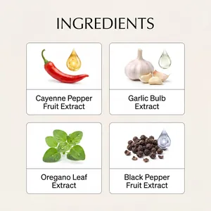 Key natural ingredients including garlic and oregano extract for poultry feed supplement