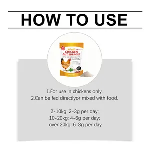Detailed usage instructions for Kriath chicken gut support powder for egg production.