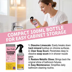 Détail du nettoyant salle de bain Jue Fish 100ml élimine le calcaire et fait briller.